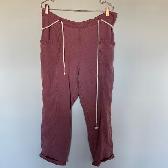 C&C California Linen Straight Pants XL Red Resort Summer Staple Minimalist Boho - Picture 1 of 7